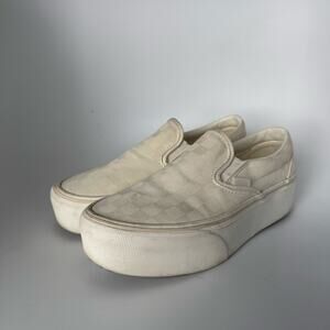 Vans Slip-On Stackform Platform – Cream Checkered Womens sz 7.5